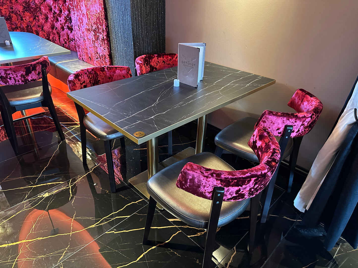 Black Pietra - Gold edge Laminate Restaurant Table Top - 25mm