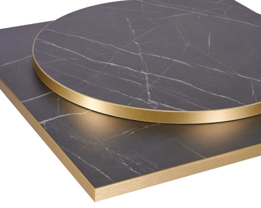 Black Pietra - Gold edge Laminate Restaurant Table Top - 25mm