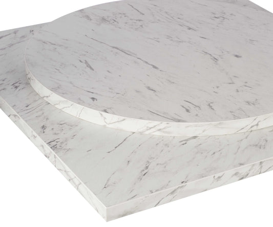 White Marble Effect Laminate Restaurant Table Top - 25mm